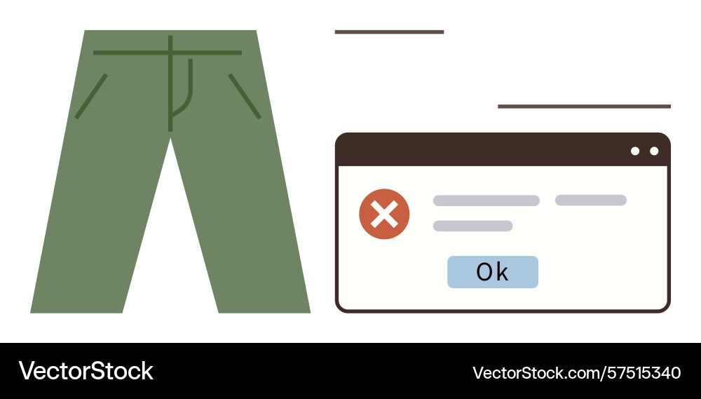 Green pants and error dialog box highlighting Green pants and error dialog box highlighting vector image