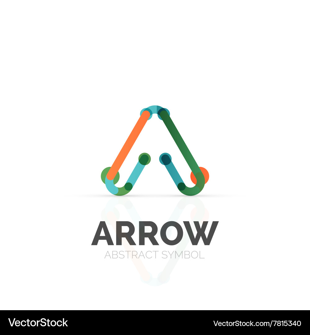 Linear arrow abstract logo connected multicolored vector image