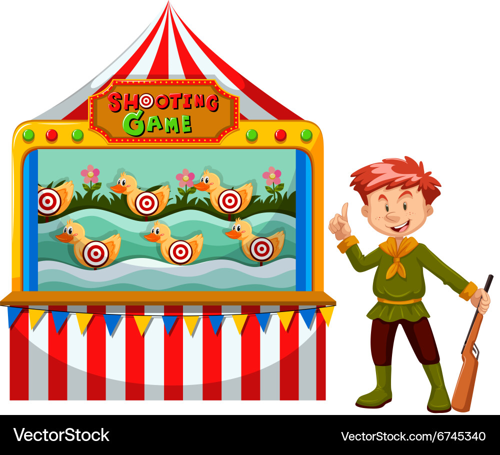 Man working at the shooting game Vector Image