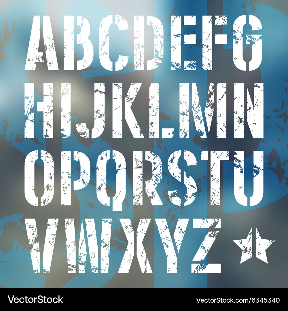 Military Style Stencil Font Vector Image