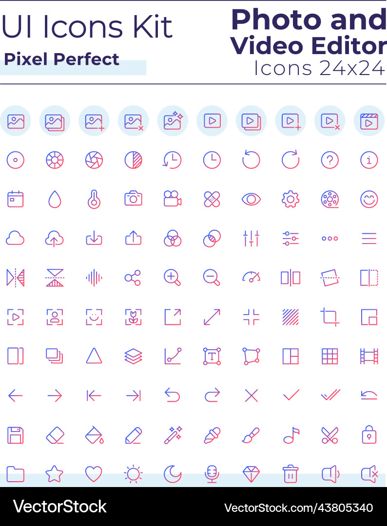 Pixel Editor UI Icons Vector Image