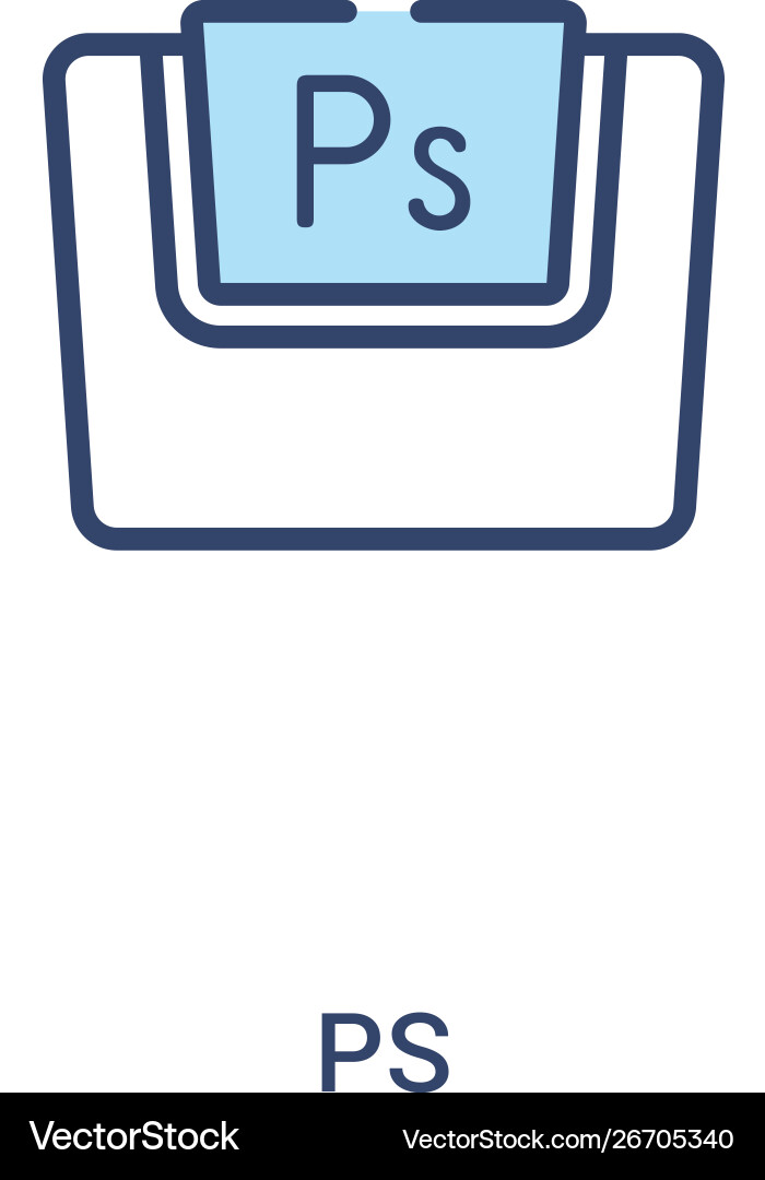 Ps concept 2 colored icon simple line element Ps concept 2 colored icon simple line element vector image