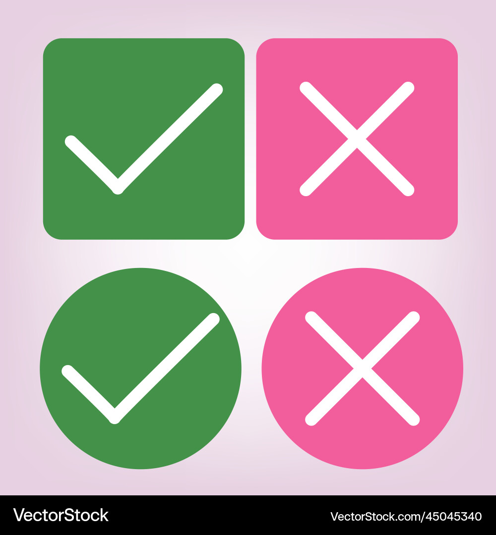 Realistic right and wrong button a set of glossy Realistic right and wrong button a set of glossy Vector Image
