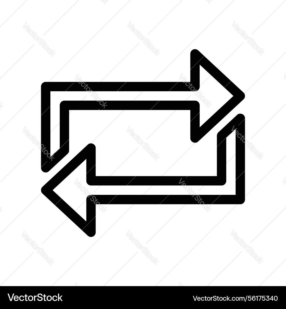Rectangular arrows icon symbolizing repeat loop vector image