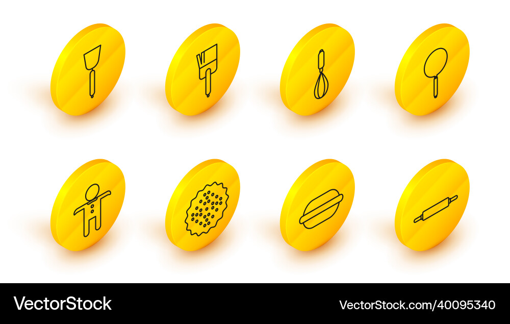 Set line rolling pin macaron cookie cracker Set line rolling pin macaron cookie cracker Vector Image