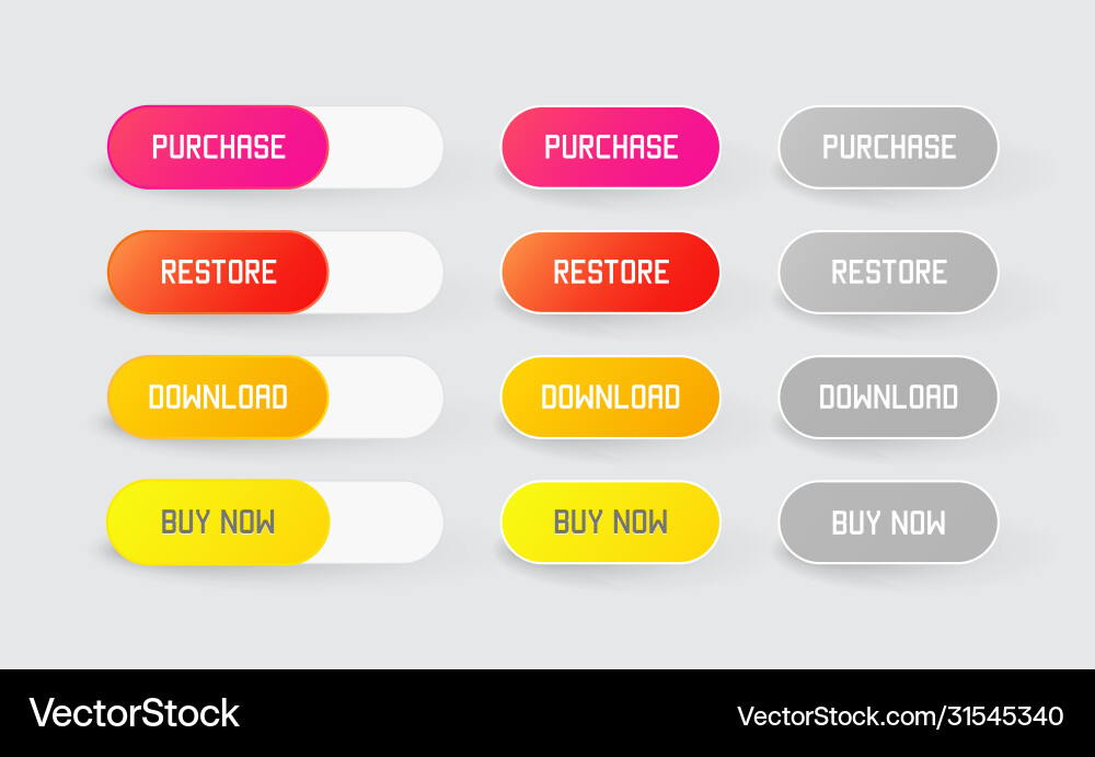 Set modern gradient app website page or game Set modern gradient app website page or game vector image