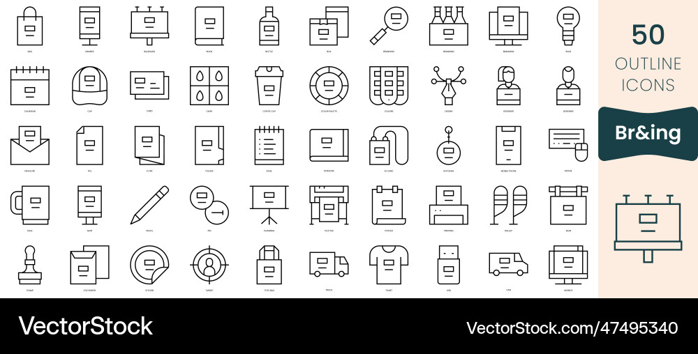 Set of branding icons thin linear style pack Set of branding icons thin linear style pack Vector Image