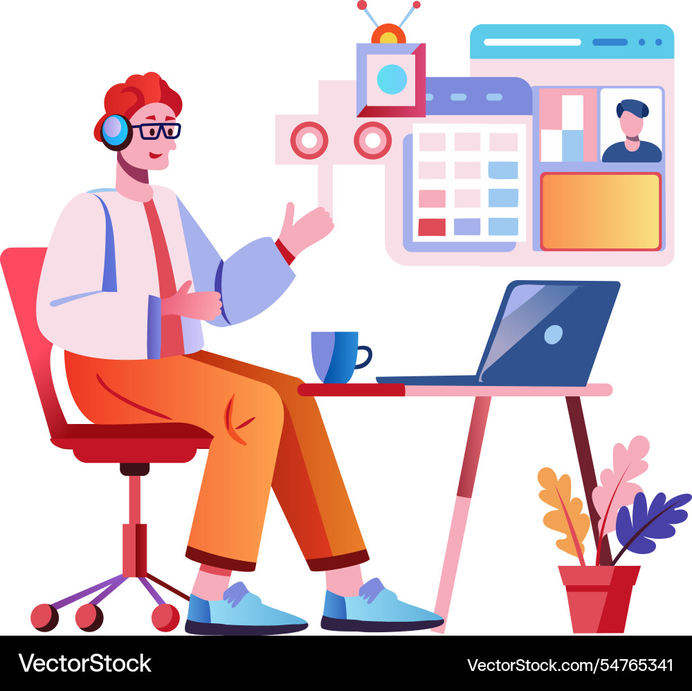 A character based flat of smart sched vector image