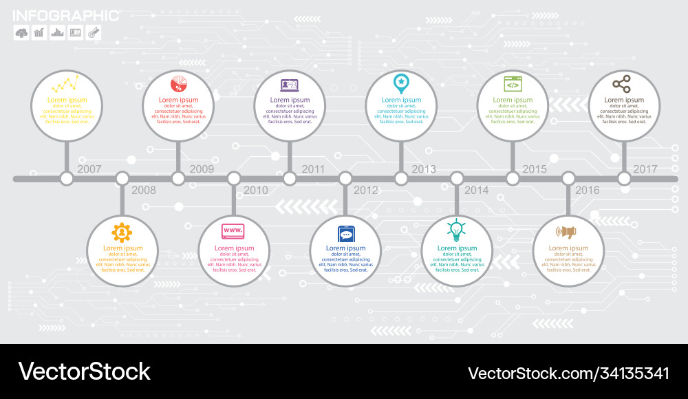 Abstract technology circles and world map Vector Image