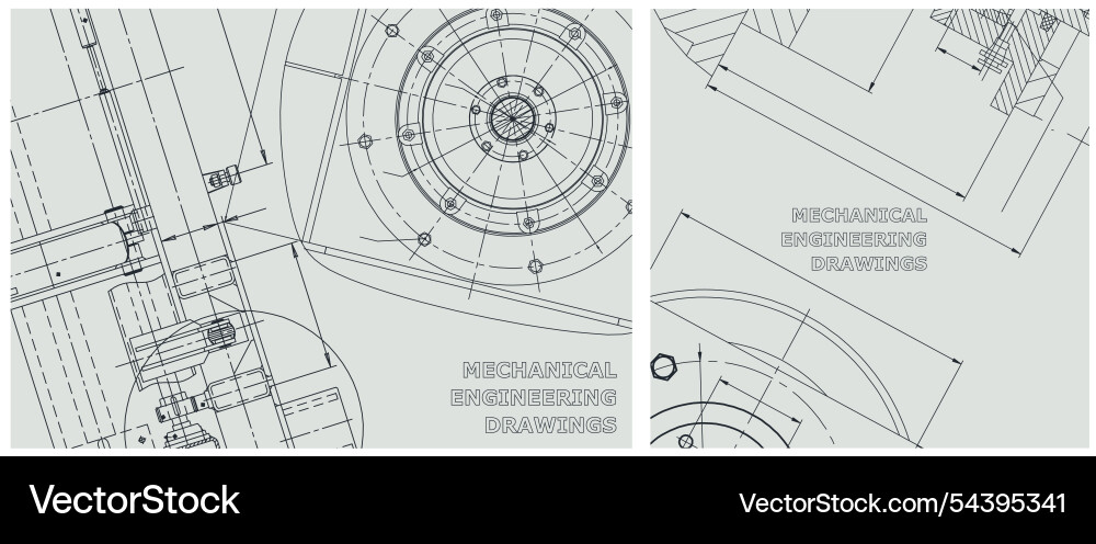 Blueprint set engine line drawing Blueprint set engine line drawing vector image