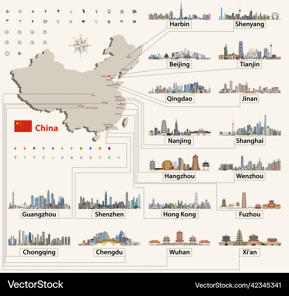 China City Skylines Map Vector Image