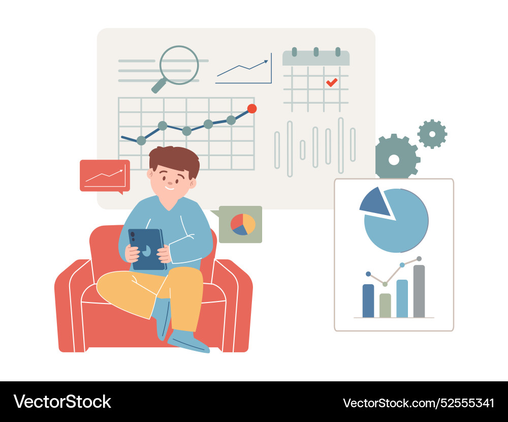 Collecting business data collected database chart Collecting business data collected database chart vector image