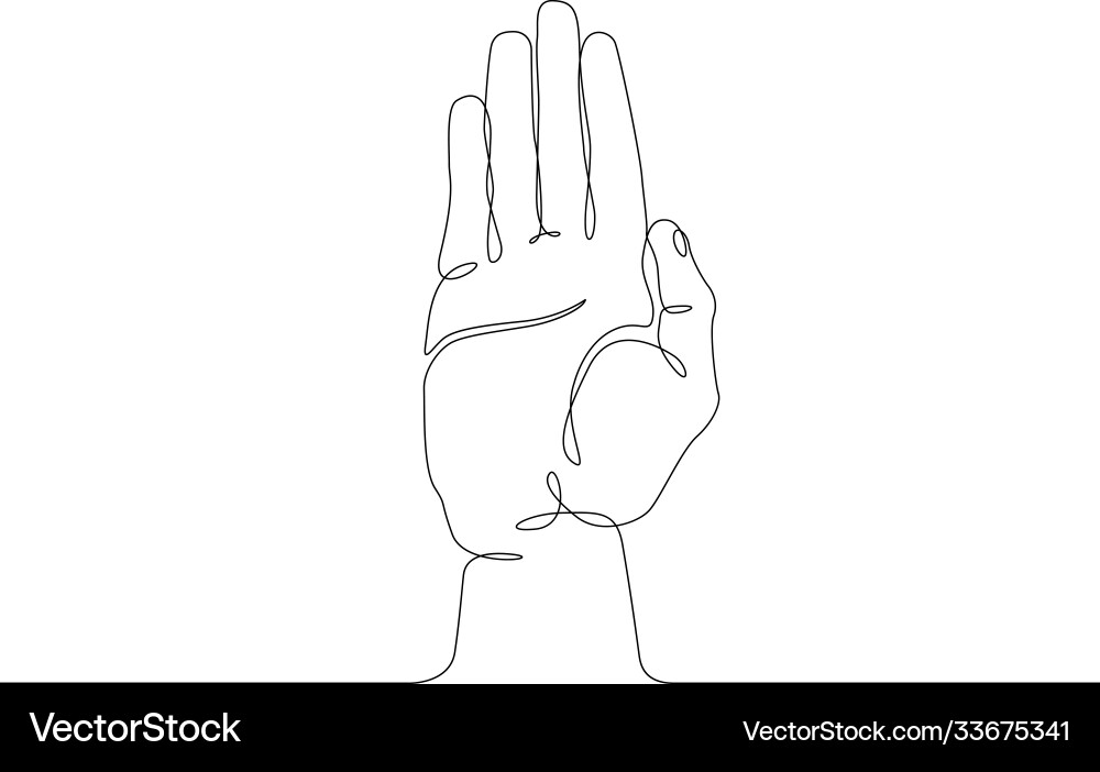 Continuous line drawing palm open gesture Continuous line drawing palm open gesture vector image