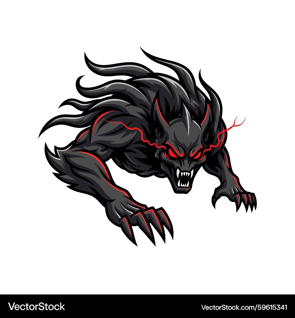 Dark Wolf Demon Icon – Royalty-Free Vector | VectorStock, image size:1000x1080