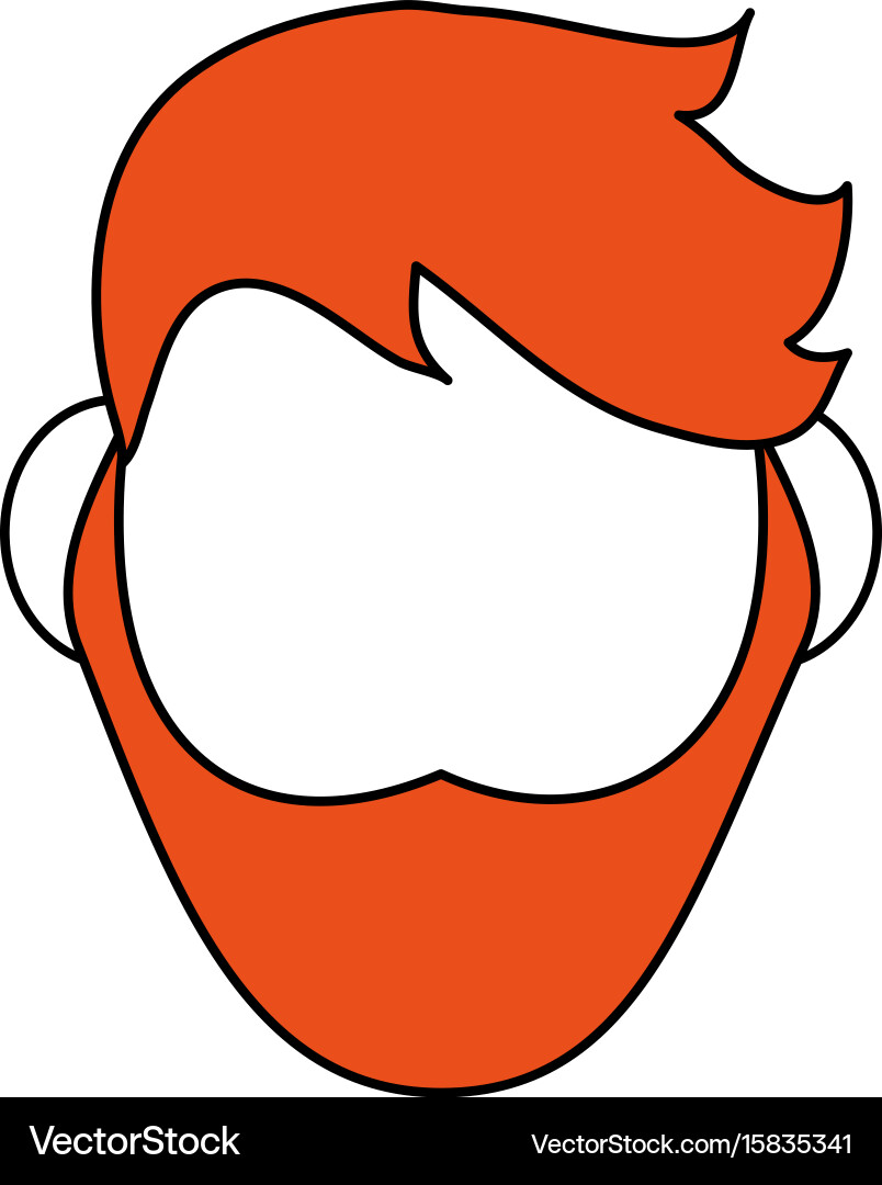 Flat line bearded man head with a hint color over Vector Image
