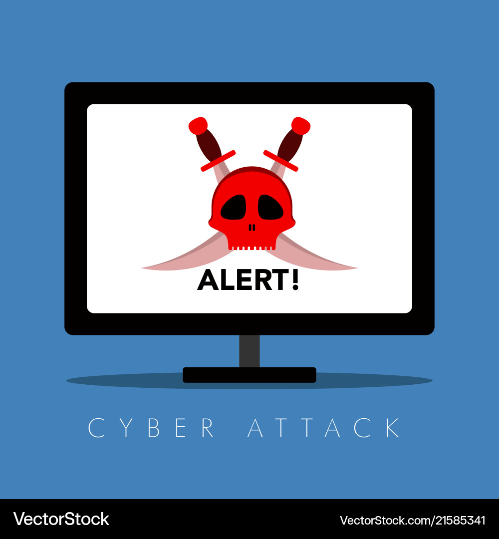 Hacker alert on a computer screen cyber security vector image