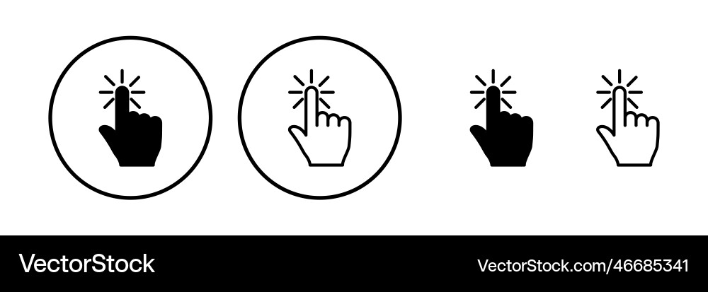 Hand click icon clicking finger pointer Hand click icon clicking finger pointer Vector Image