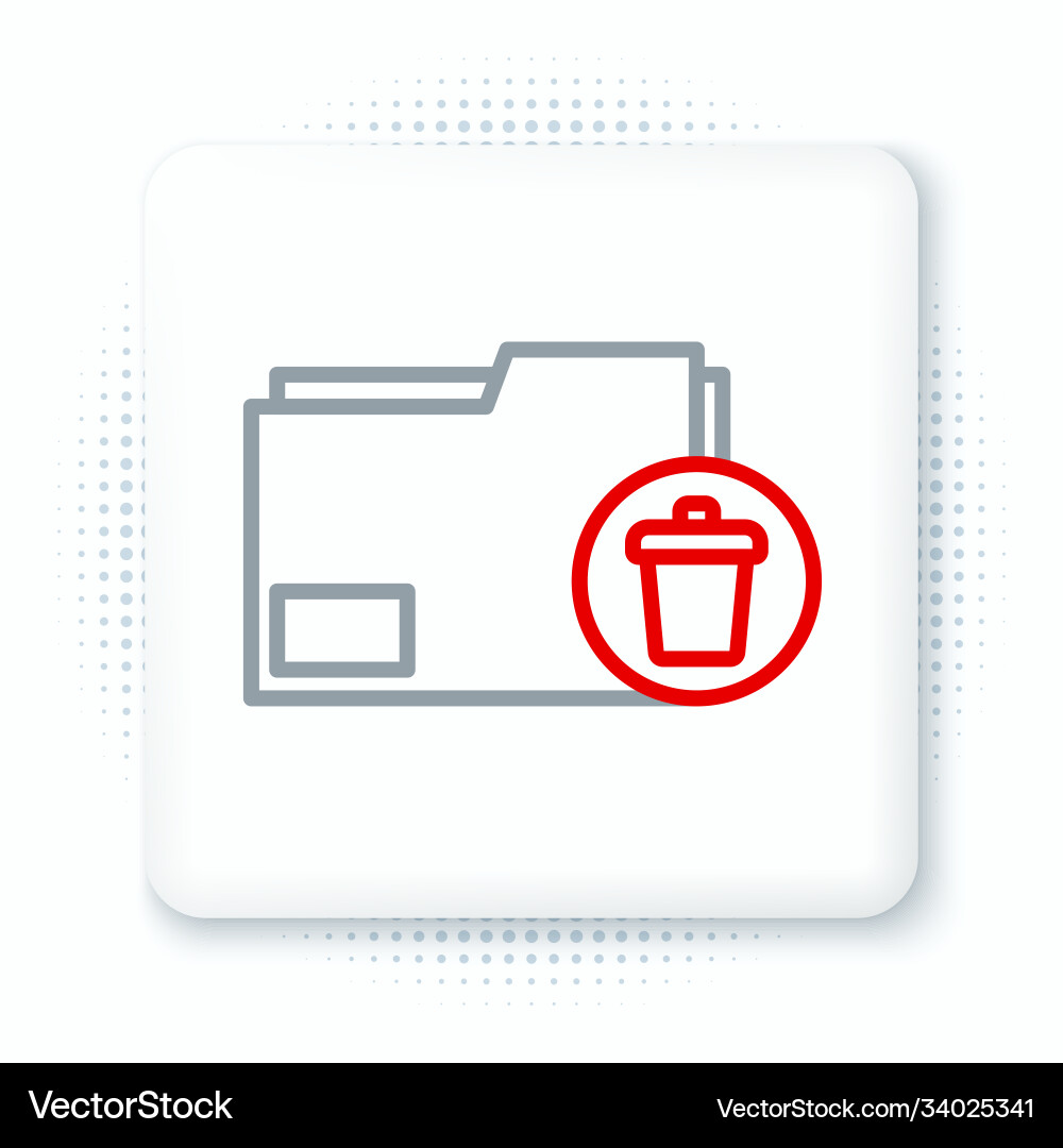Line delete folder icon isolated on white Line delete folder icon isolated on white Vector Image