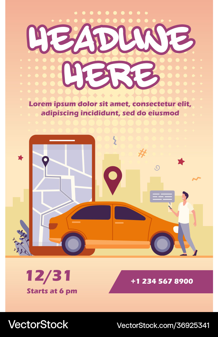Man with map on smartphone renting car Man with map on smartphone renting car vector image