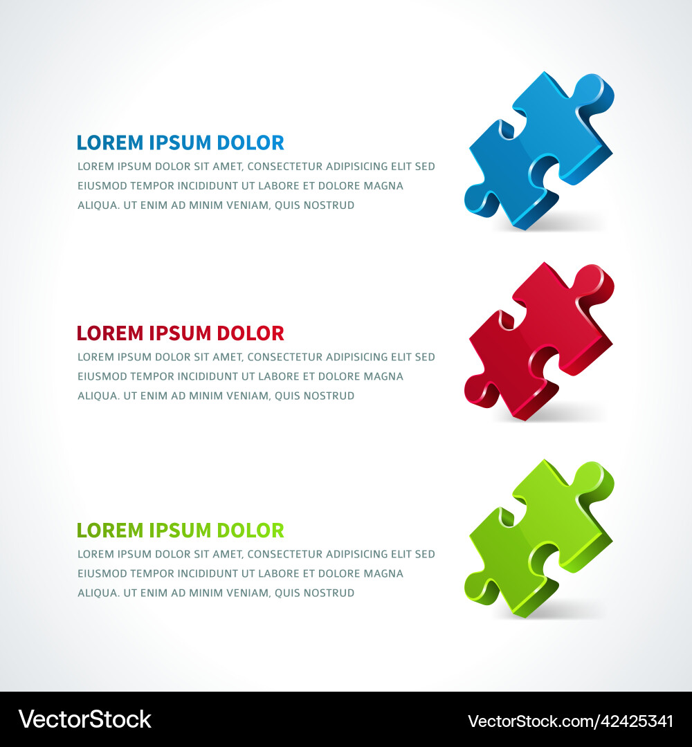 Multicolored realistisch Puzzle Puzzle Puzzle Stück Vektorbild