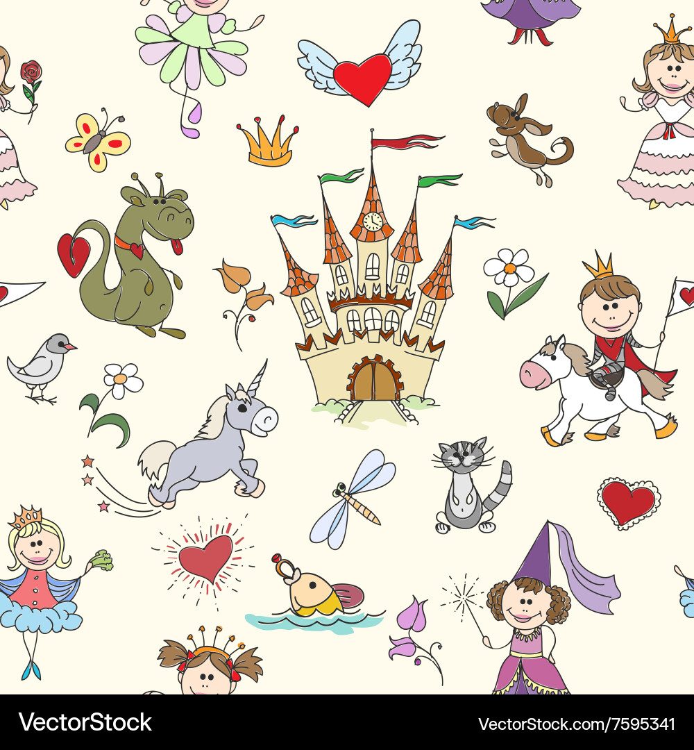 Princess Seamless Pattern vector image