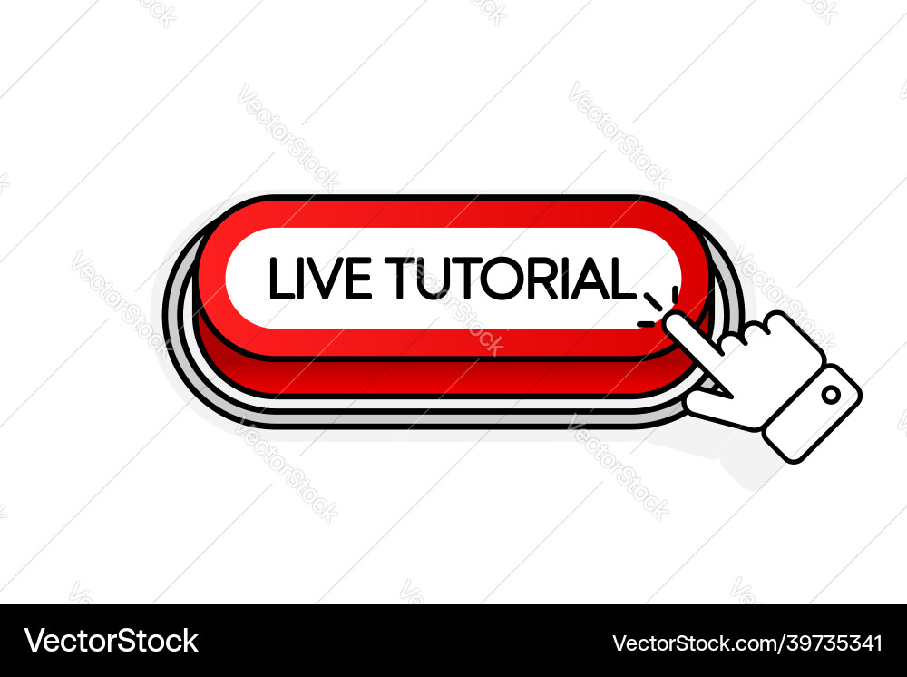 Red 3d button with the inscription live tutorial Red 3d button with the inscription live tutorial vector image