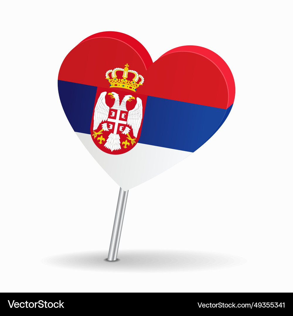 Serbian Flag Heart Map Pointer vector image