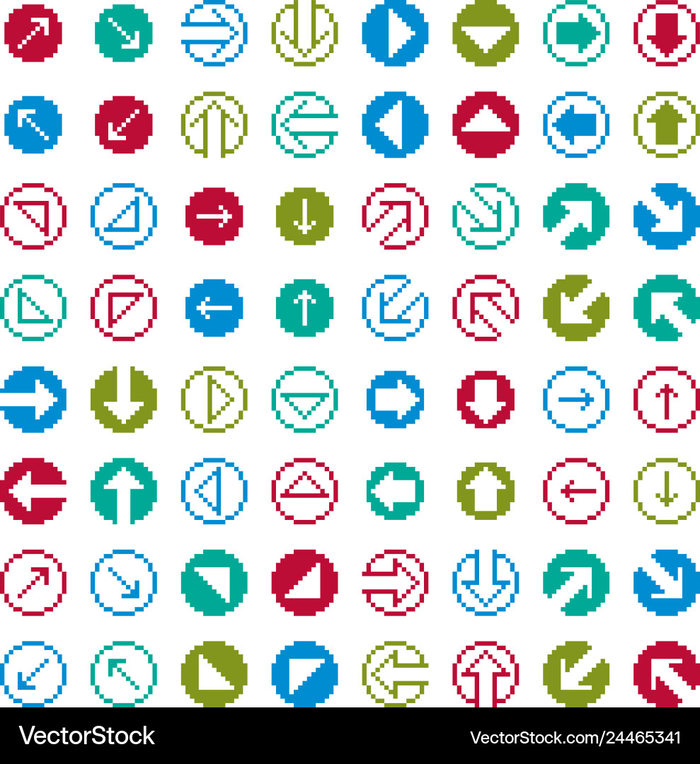 Set of retro cursor signs made in pixel art style vector image