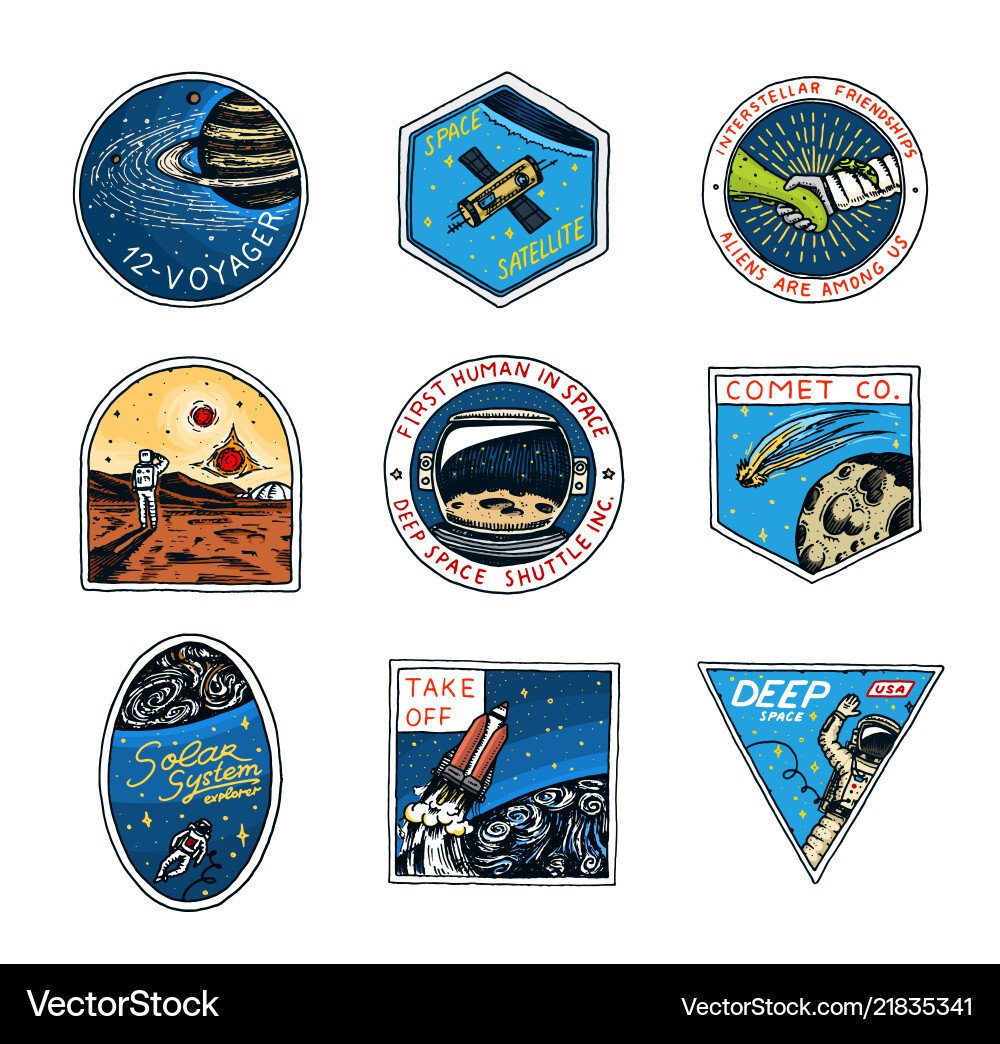 Set of space logo human mission to mars Set of space logo human mission to mars vector image