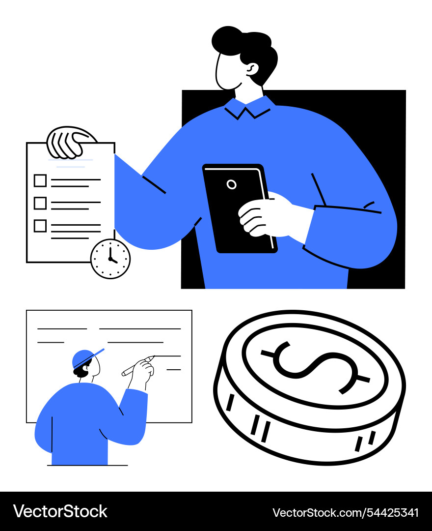 Time management with checklist data analysis Time management with checklist data analysis vector image