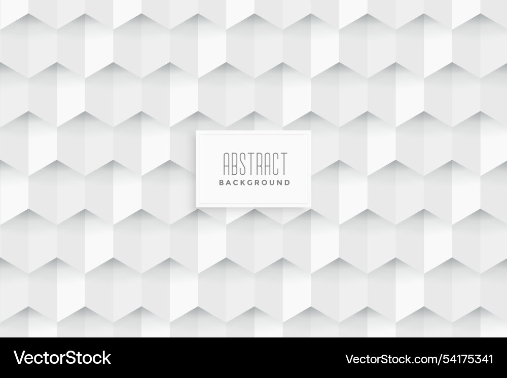 White hexagonal 3d style pattern background vector image
