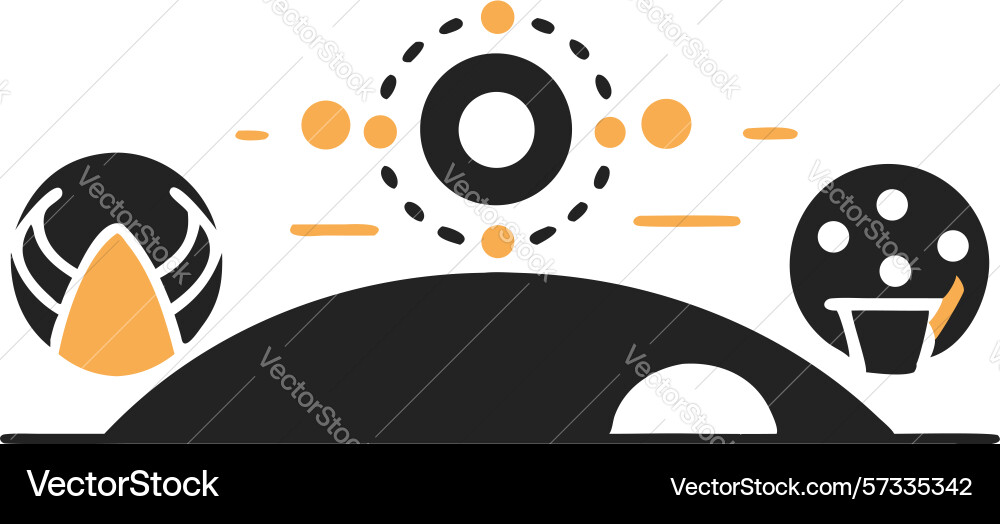 Abstract orbital system with planet vector image