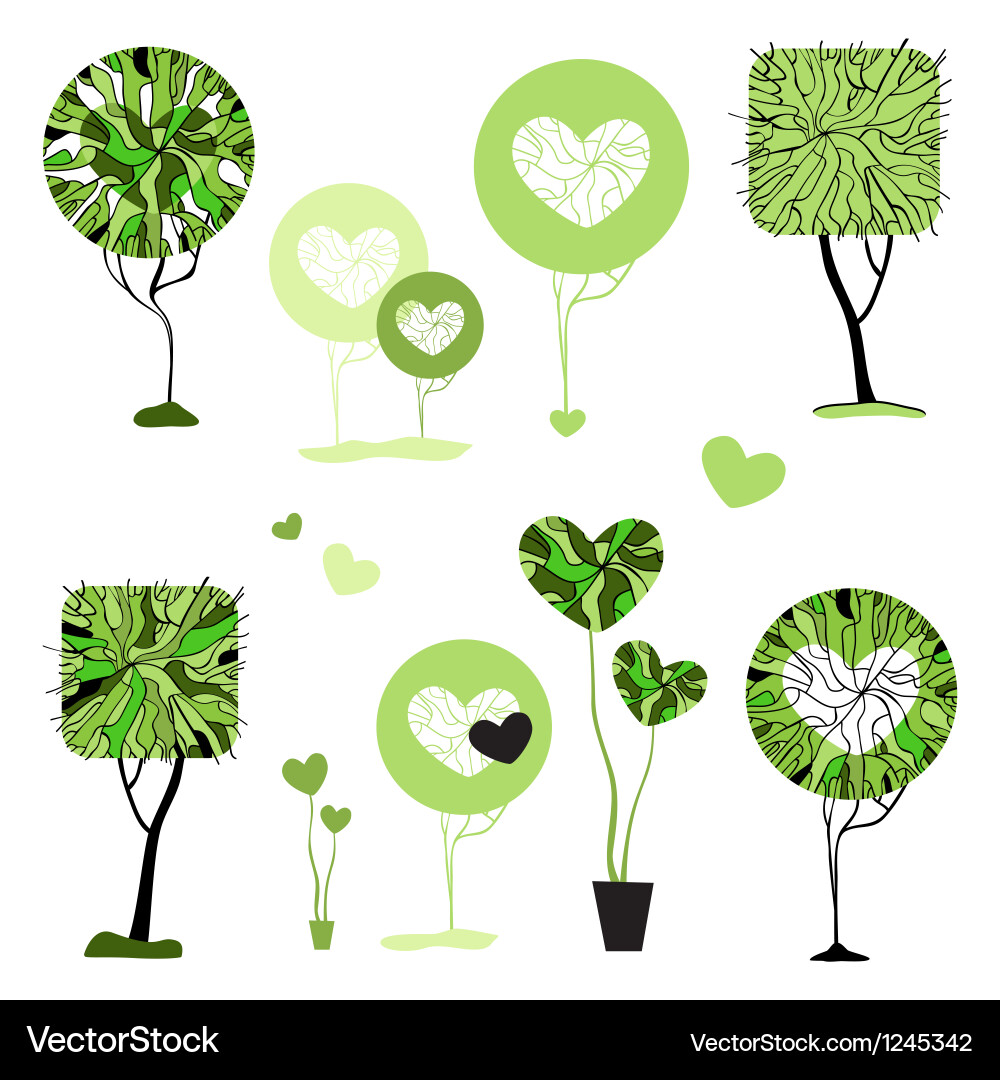 Abstract trees set isolated Vector Image