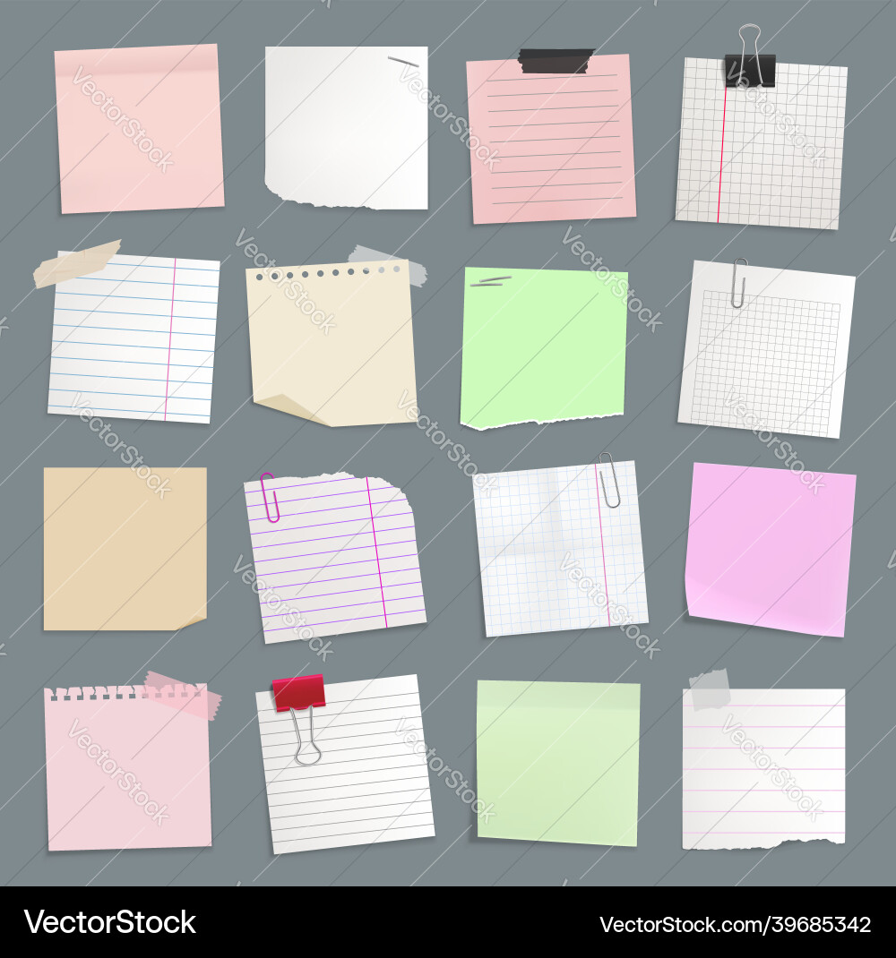 Blank paper notes sticker notepads and to do memo Blank paper notes sticker notepads and to do memo vector image