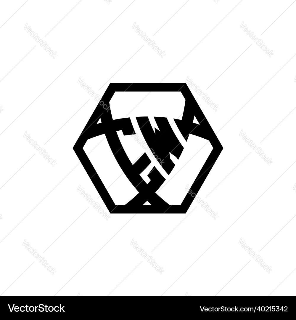 Ew logo monogram triangle shield hexagonal style Vector Image