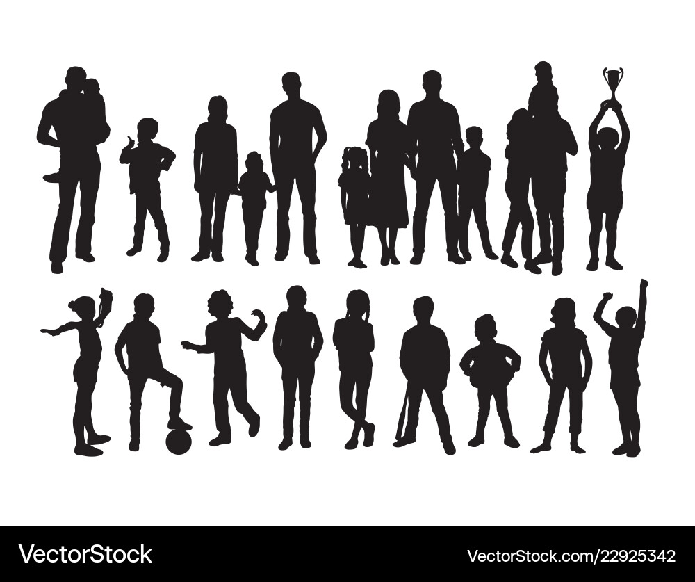 Family Silhouettes - Children & Kids vector image