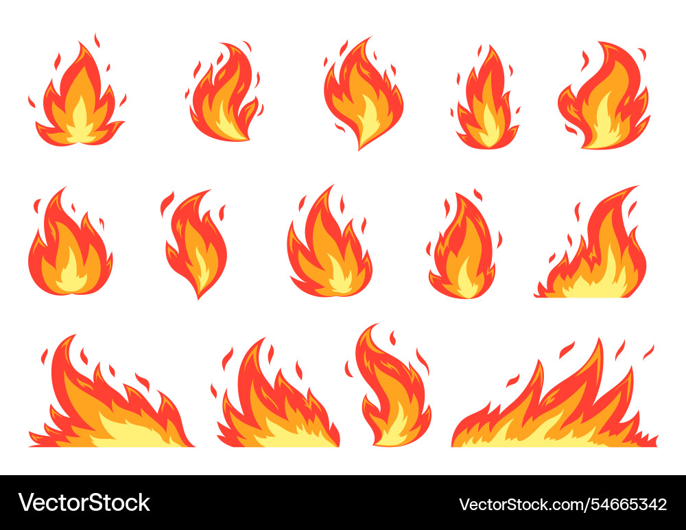 Fiery Flame Spark Set Vector Image