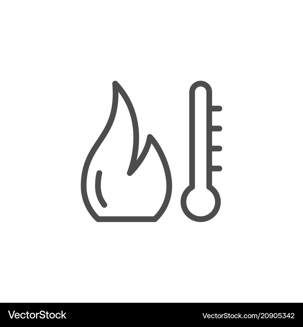 Fire temperature line icon Royalty Free Vector Image