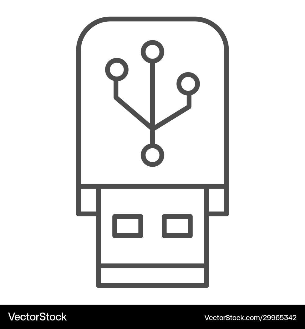 Flash drive thin line icon portable data memory Flash drive thin line icon portable data memory vector image