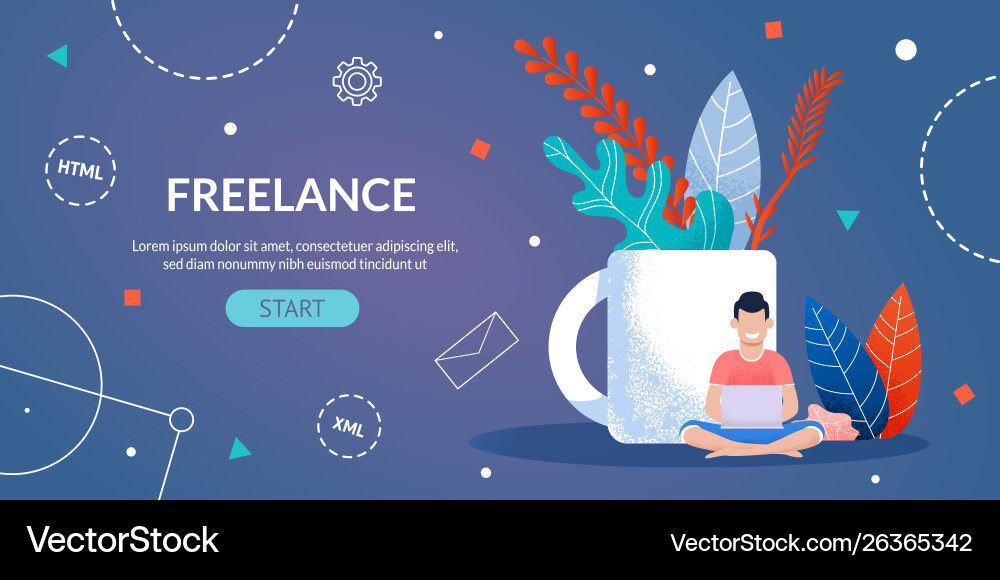 Freelance work for designer and programmer webpage vector image