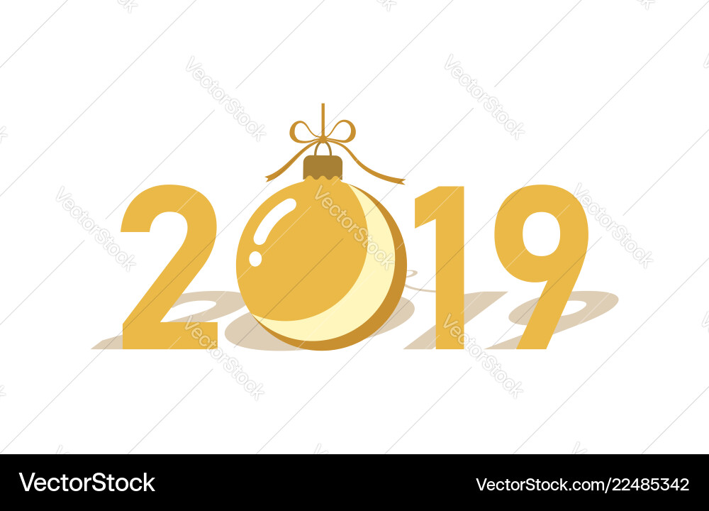 Happe new year gold background isolated 2019 Happe new year gold background isolated 2019 vector image
