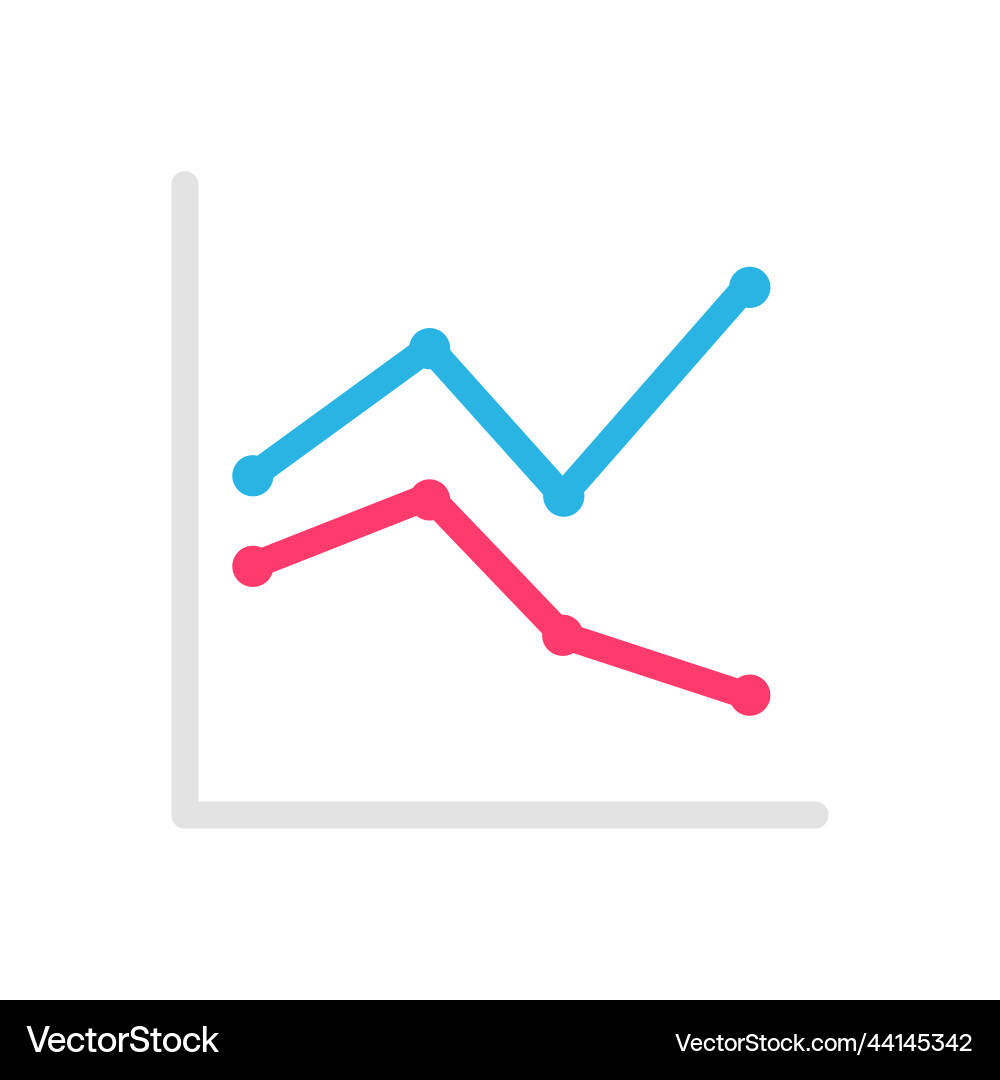 Line graph comparing business performance company vector image