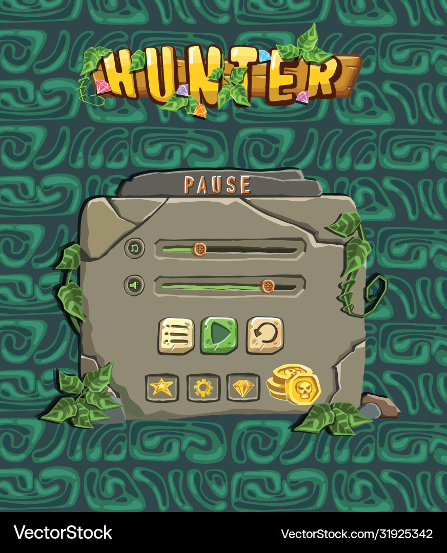 Pause stone game menu Vector Image