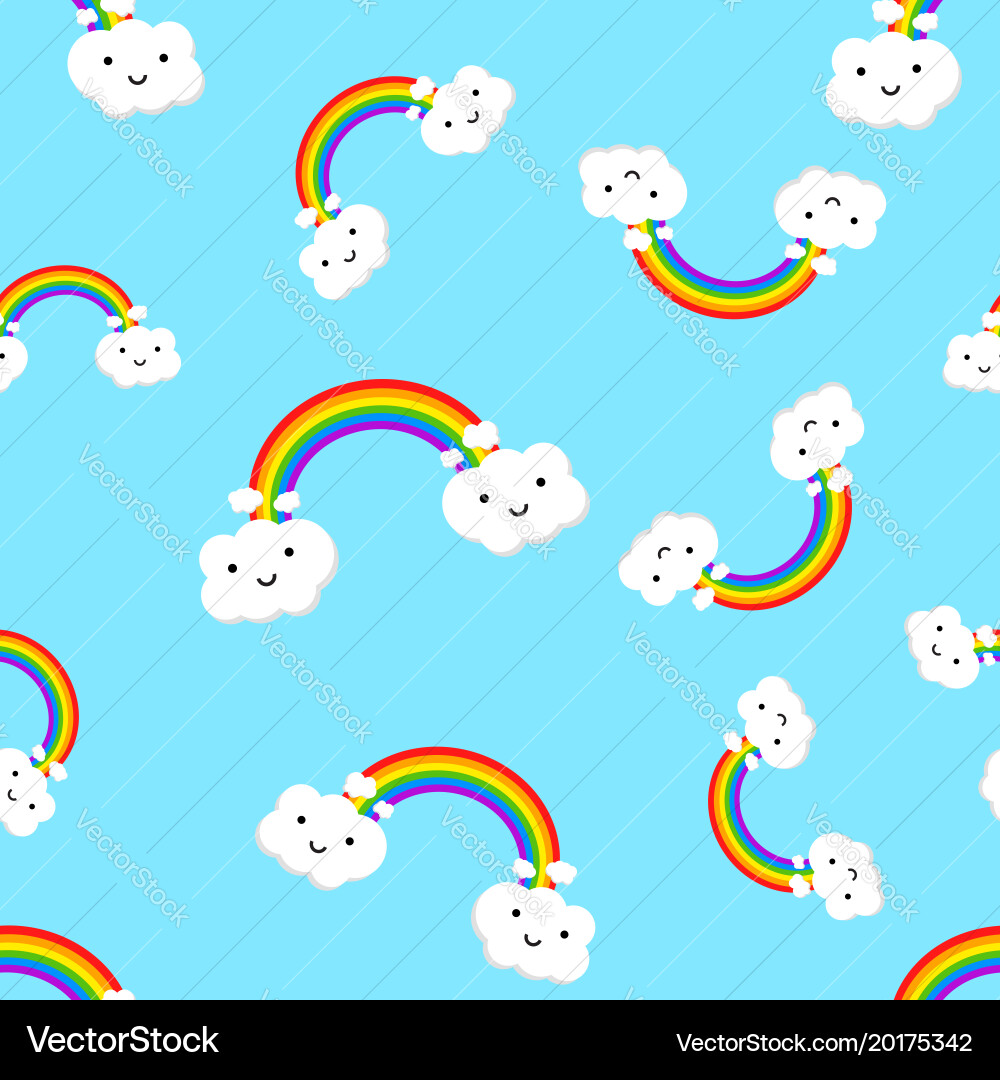 Rainbow with emotion clouds seamless pattern Vector Image