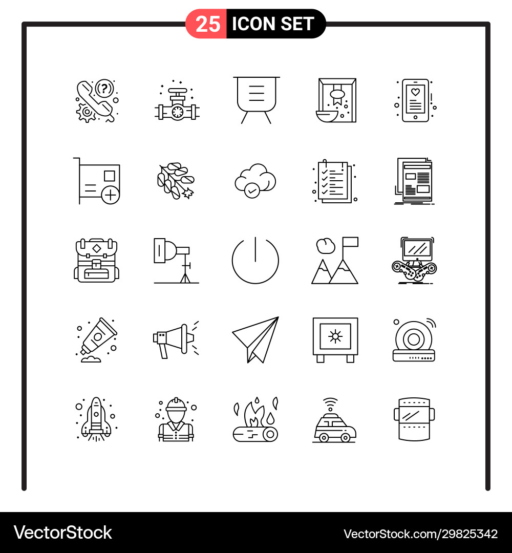 Set 25 line style icons for web and mobile Set 25 line style icons for web and mobile Vector Image
