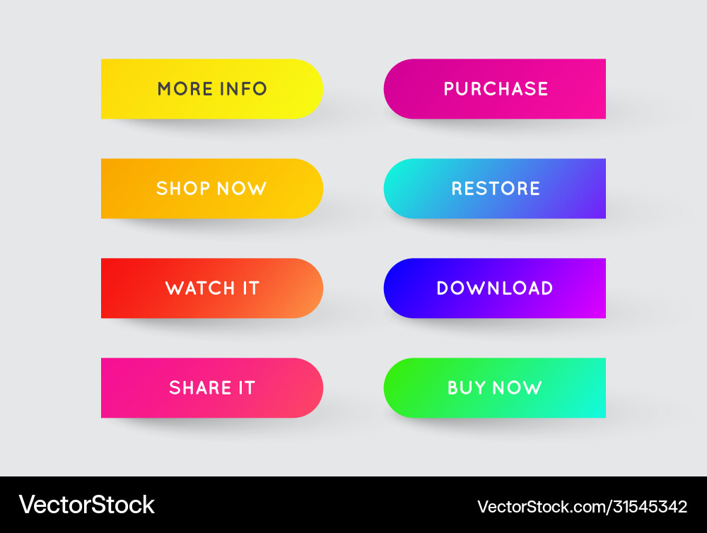 Set modern gradient app or game buttons trendy Set modern gradient app or game buttons trendy vector image