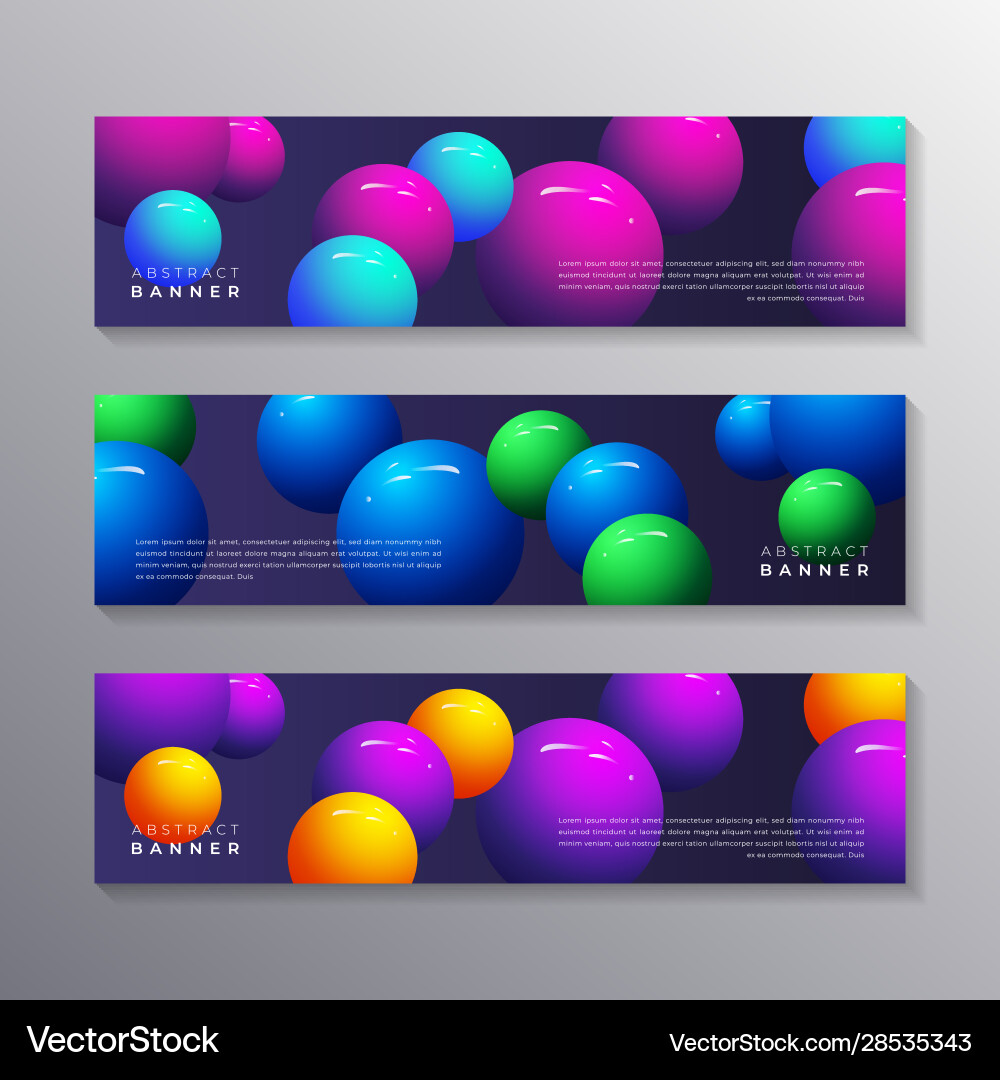 Abstract banner template set dynamic 3d sphere Vector Image