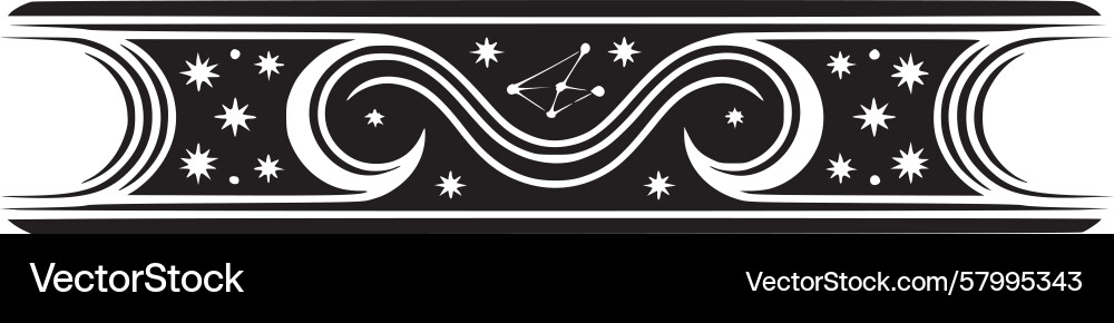 Celestial Swirl Border - Starry Pattern Vector Image