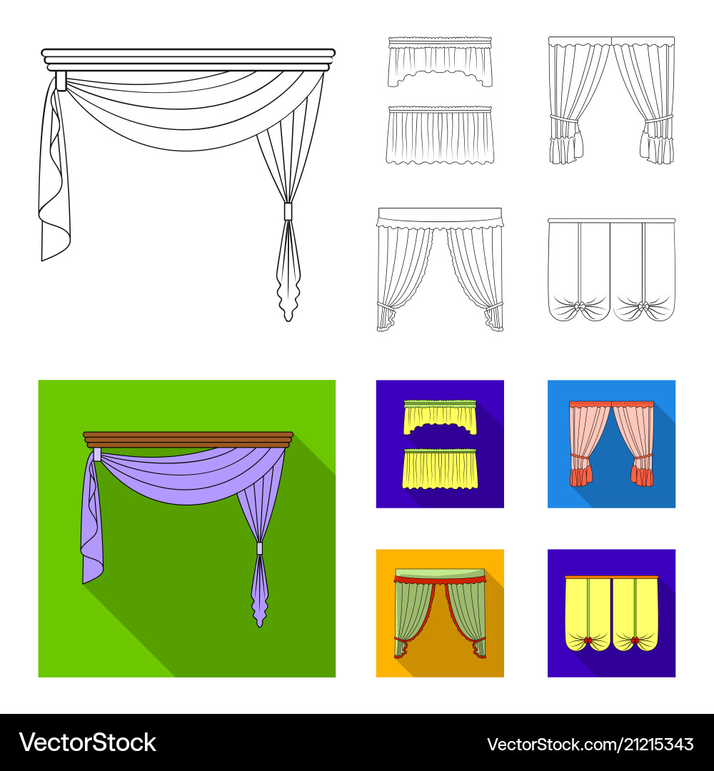 Different types of window curtainscurtains set Vector Image