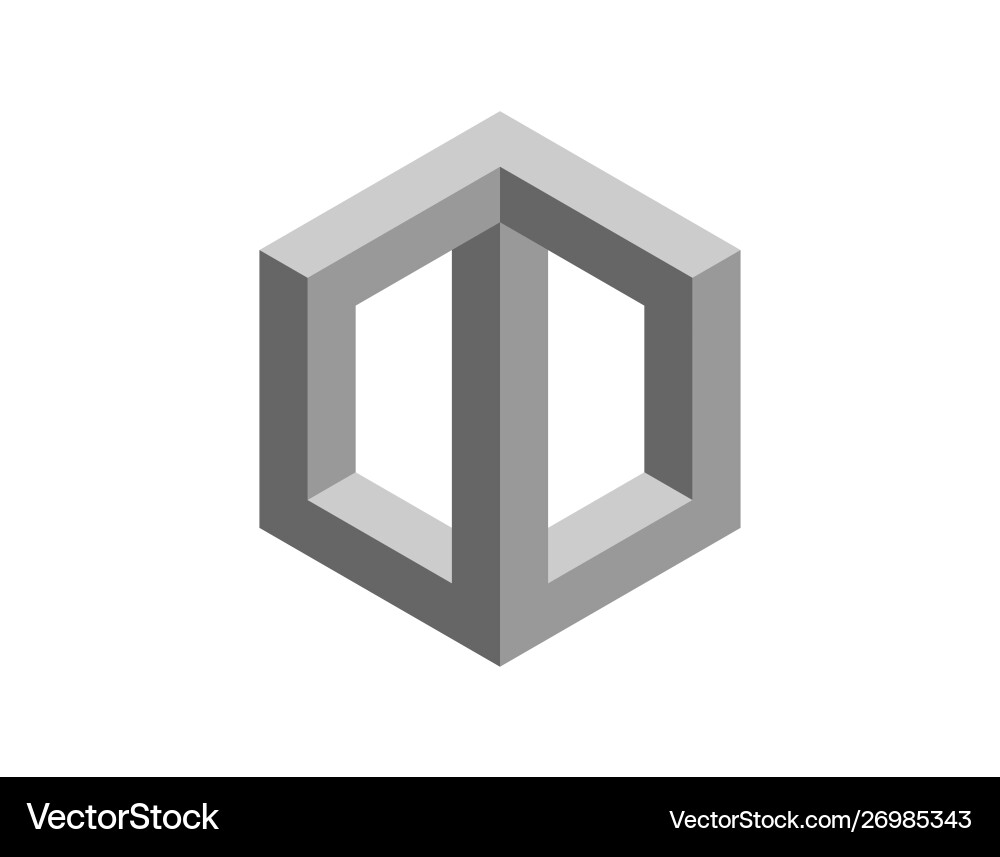 Impossible object isolated on white background 3d Vector Image